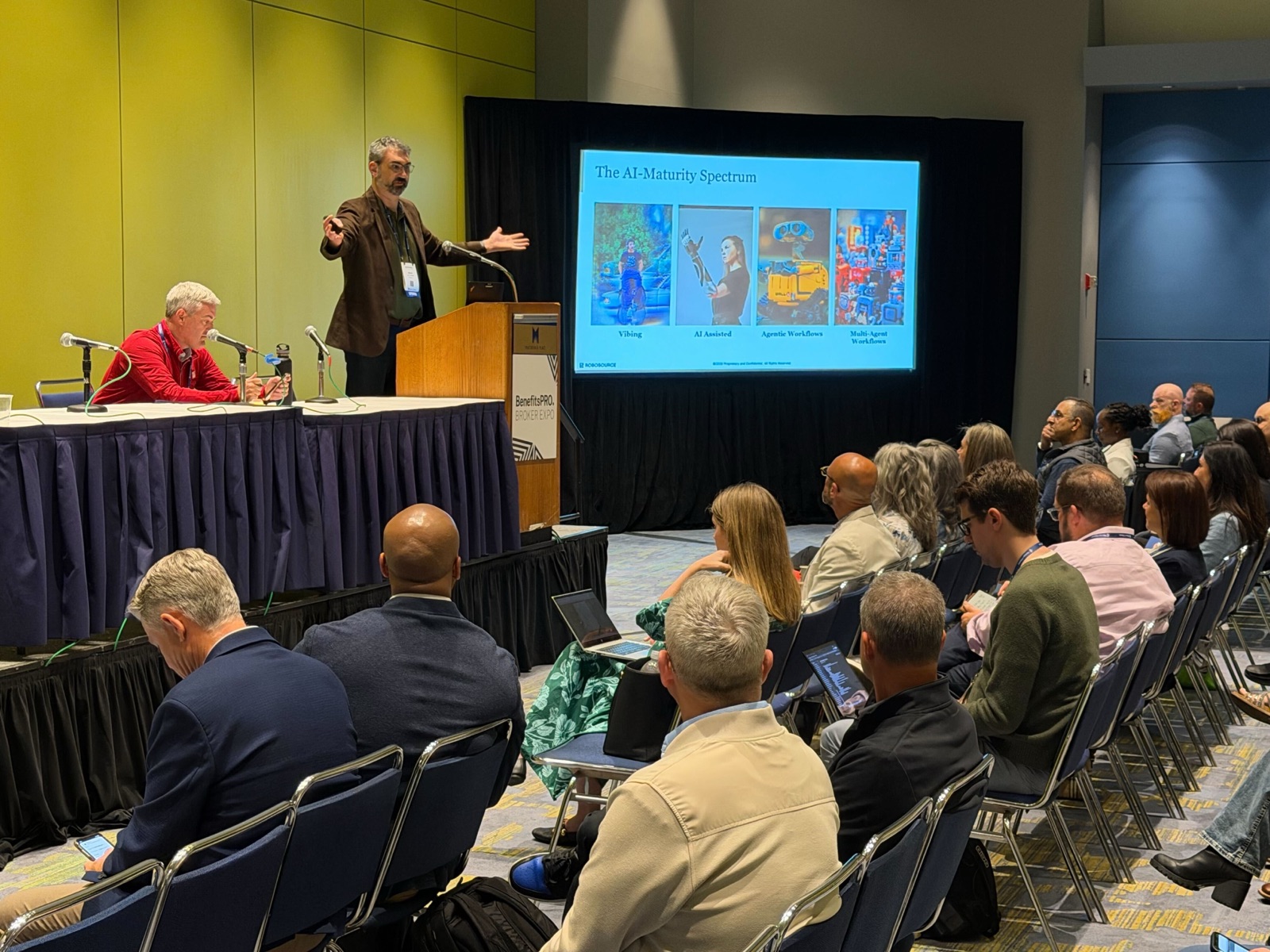 Jason Beutler presenting 'The AI-Maturity Spectrum' at the BenefitsPRO Broker Expo